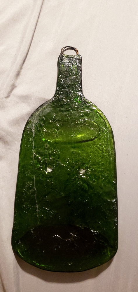 Slumped glass cutting board and spoon rest